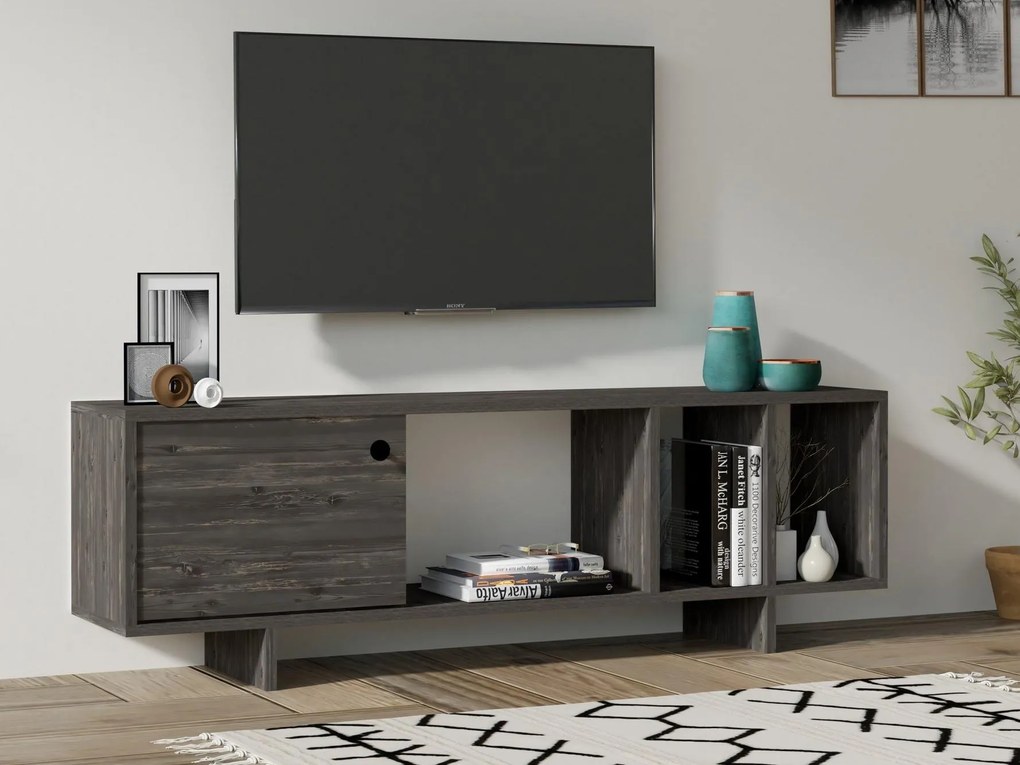 TV stolík/skrinka Nipuvo (antracit) . Akcia -17%. Vlastná spoľahlivá doprava až k Vám domov. 1095548