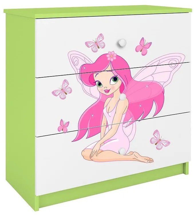 Detská komoda Babydreams zelená – Víla 1