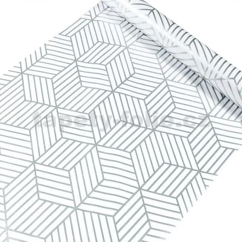 Samolepiace tapety 45 cm x 10 m IMPOL TRADE 9425-1, geometrický vzor strieborný , Samolepiace tapety