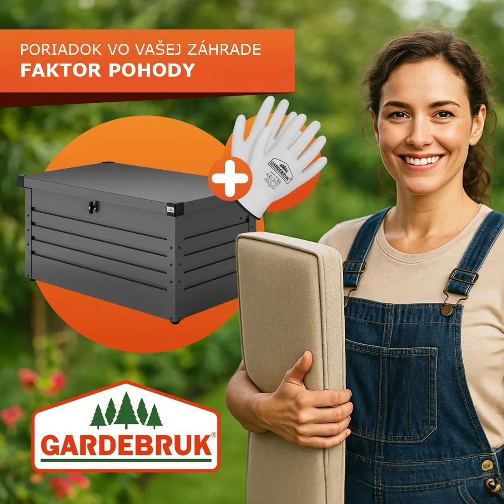 Kovový úložný box METALBOX, 385L, 120x62x63cm, antracitová Gardebruk