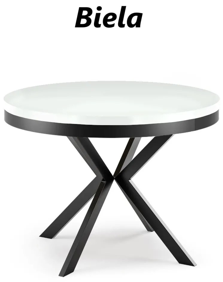Okrúhly rozkladací jedálensky stôl MARION PLUS 100cm - 176cm Kominácia stola: tmavý betón - čierne nohy