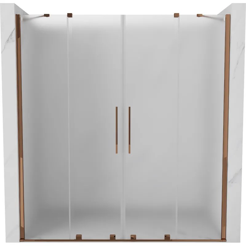 Mexen Velar Duo, posuvné sprchové dvere do otvoru 180 cm, 8mm sklo námraza, ružové zlato, 871-180-000-32-60