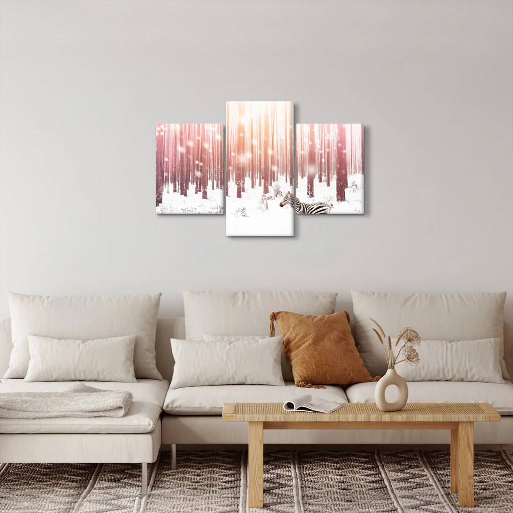 Obraz - Zebra v zasneženom lese (90x60 cm)