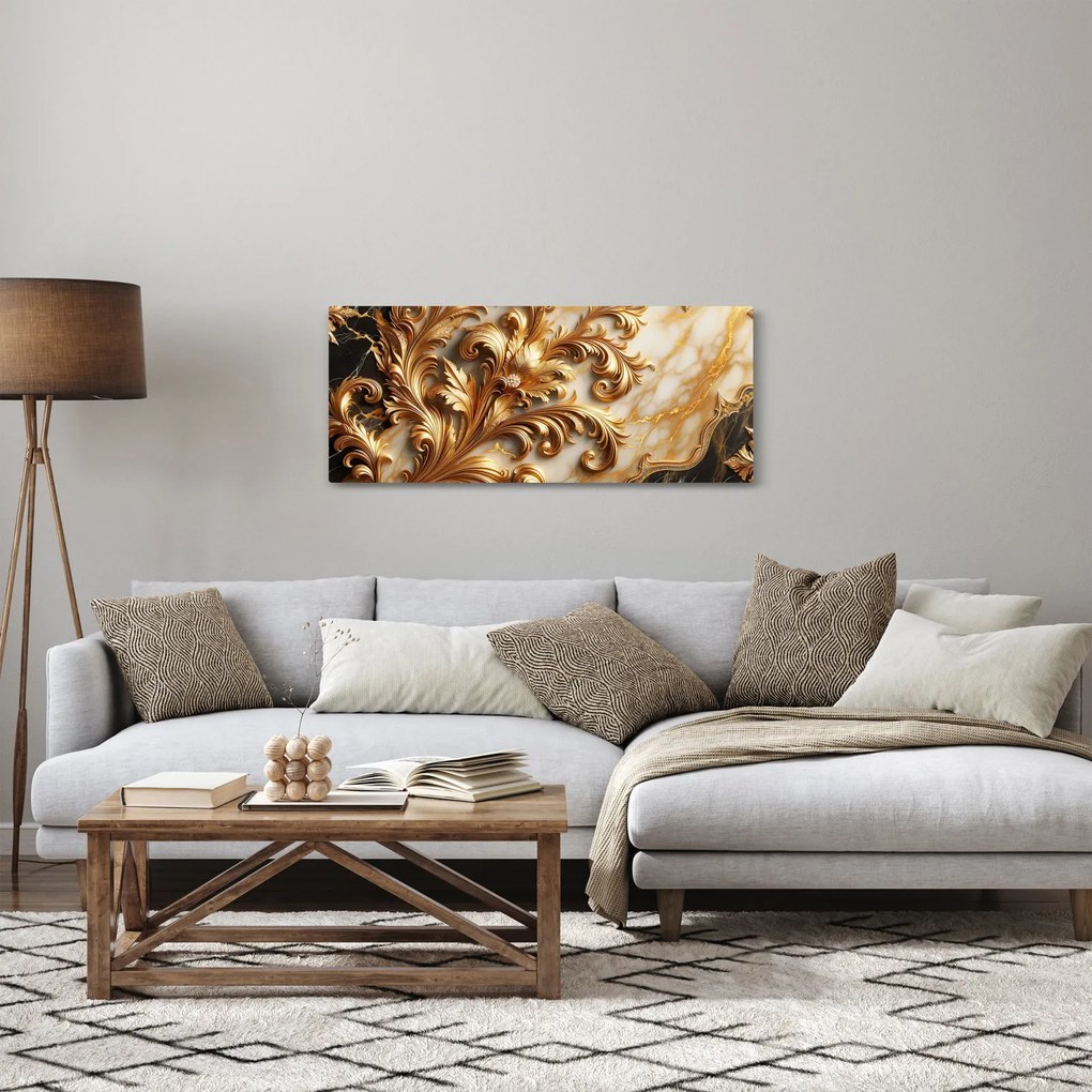 Obraz - Mramor so zlatom (120x50 cm)