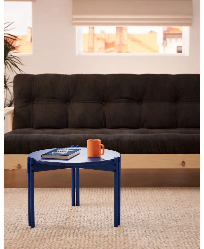 Modrý okrúhly konferenčný stolík z borovicového dreva ø 60 cm Sticks – Karup Design