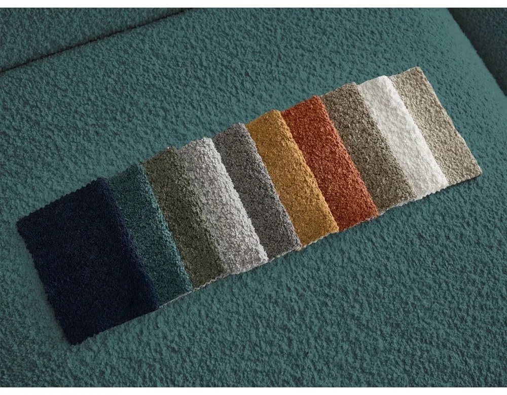 Tyrkysovomodré kreslo z textílie bouclé Tina – Bobochic Paris