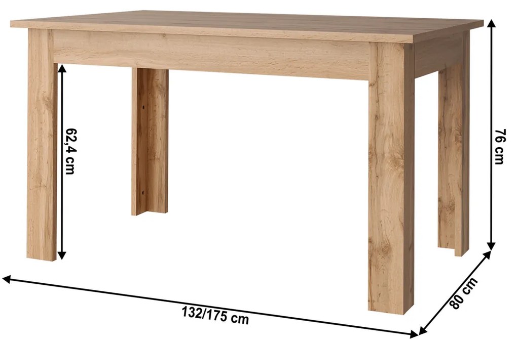 Rozkladací stôl MORATIZ, dub Wotan