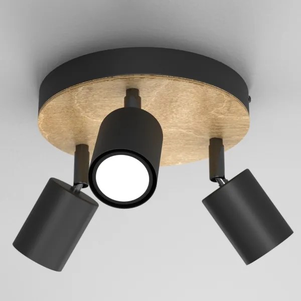 Bodové svietidlo TULON 3xGU10/8W/230V čierna/dub