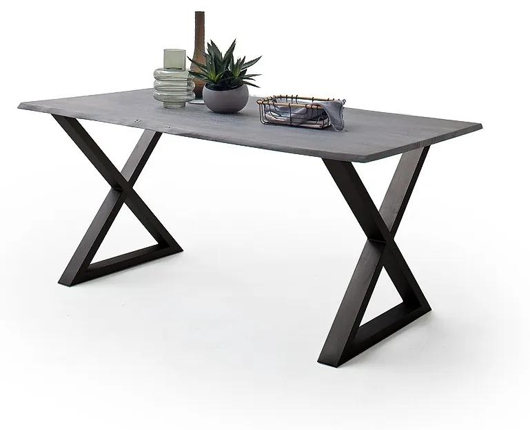Jedálenský stôl Calabria podnož X antracit Rozmer: doska akácia sivá 3,5 cm 200 x 100