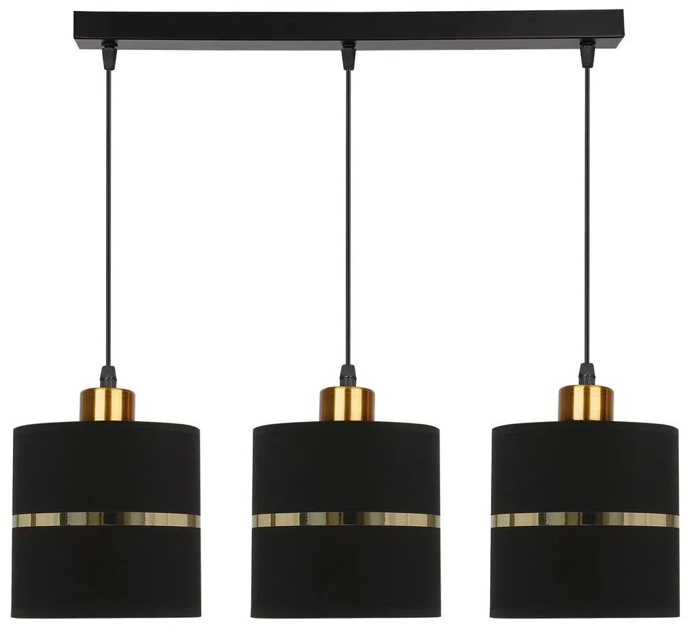 Luster na lanku ASSAM 3xE27/60W/230V čierna