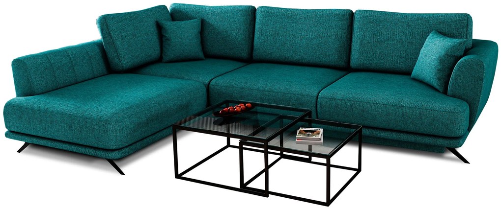 Rozkladacia rohová pohovka LARDE, petrolejová Varianta: Ľavý roh