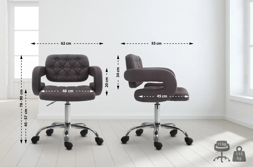 Design-Shop Pracovná stolička Dublin - látka - Tmavo sivá