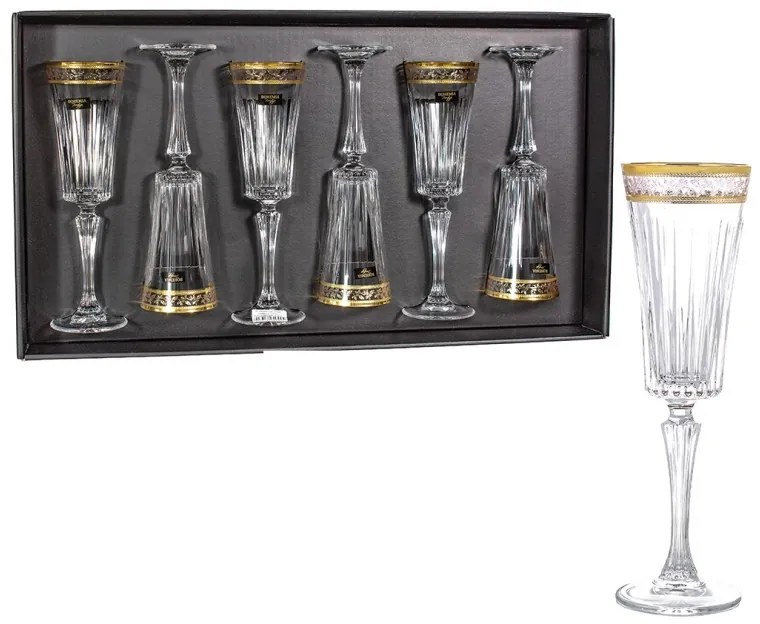 BOHEMIA PRESTIGE DORATO POHÁR NA ŠAMPANSKÉ 210ML SADA 6 KS