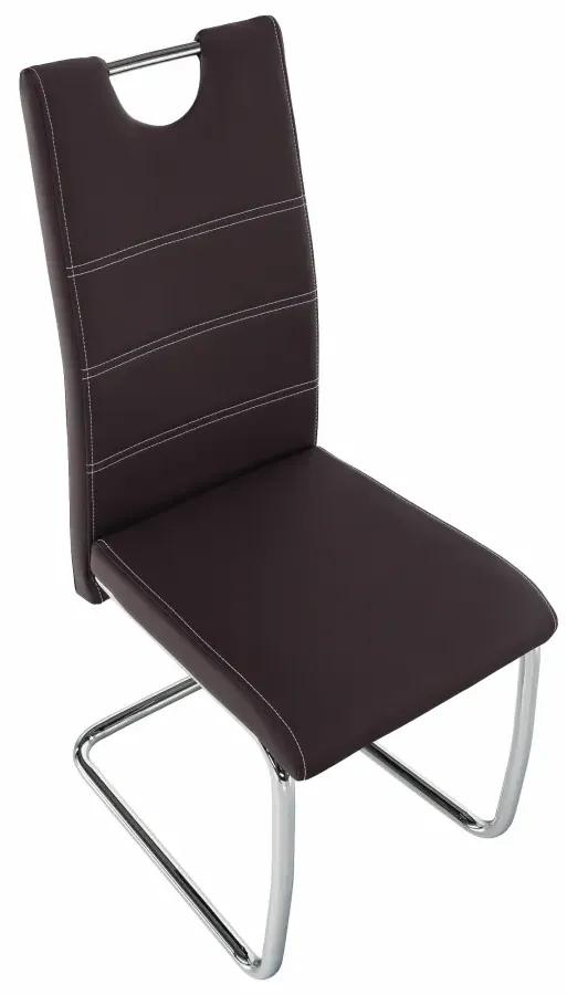 Jedálenská stolička, hnedá/svetlé šitie, ABIRA NEW