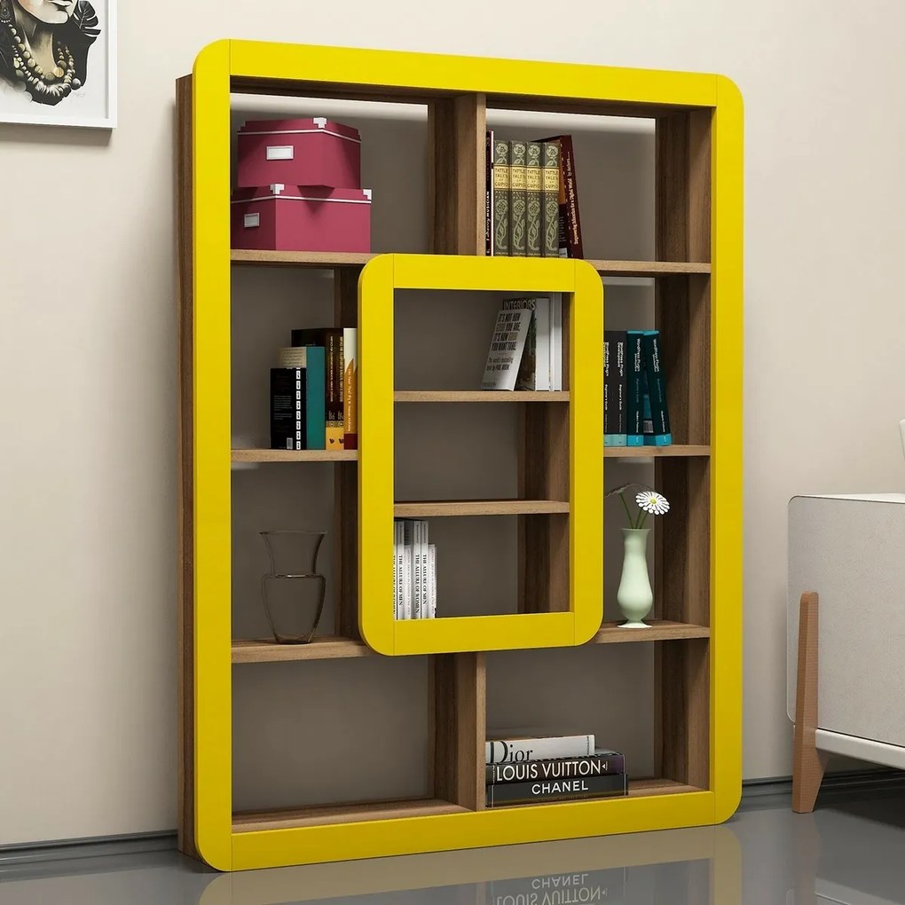 Knižnica Orkide Yellow and Walnut