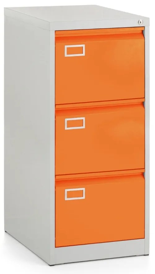 Kovová kartotéka A4 - 3 zásuvky, cylindrický zámok, oranžová - ral 2004