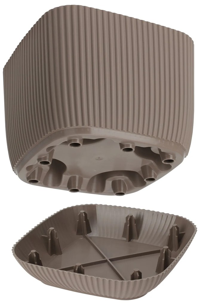 Kvetináč s miskou KEMI 17 cm hnedý