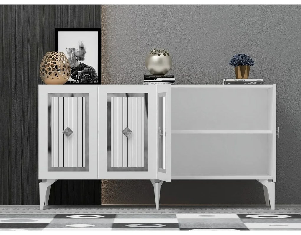 Skrinka Nora White and Silver