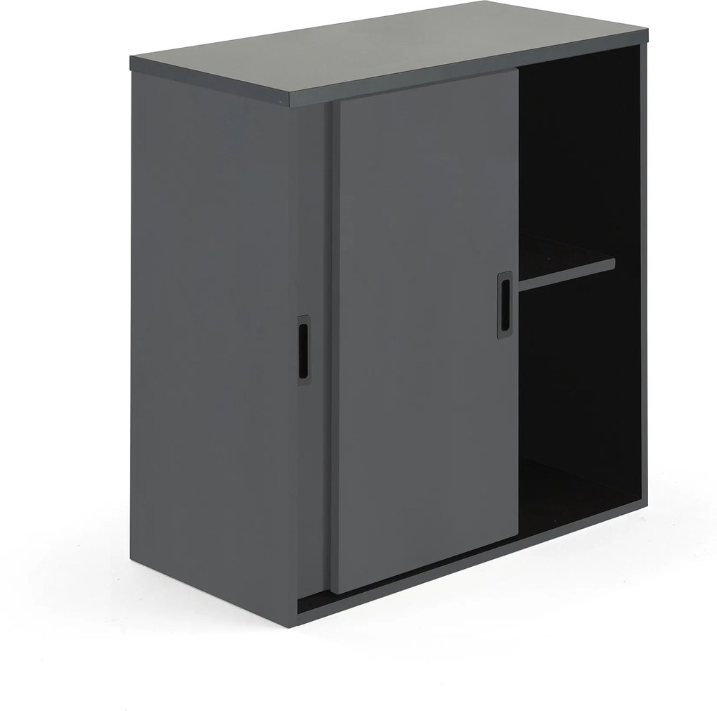 Kancelárska skriňa Modulus s posuvnými dverami, 800x800 mm, čierna