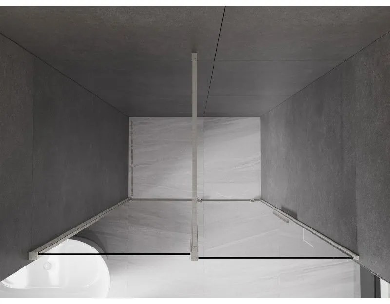 Mexen Velar, posuvné sprchové dvere do otvoru 140 cm, 8mm šedé sklo, brúsená oceľ, 871-140-000-41-97