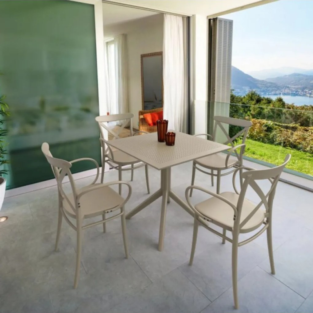 CROSS XL záhradná stolička s podrúčkami taupe