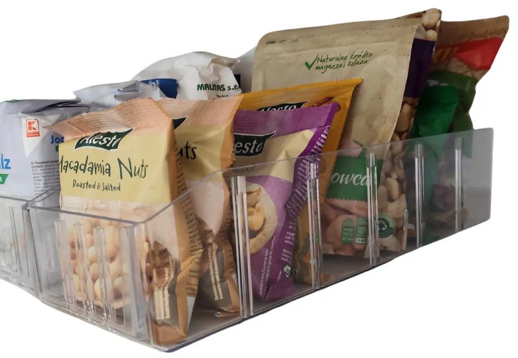 Úložný box, ideálny do špajzy, s etiketou + 2 priehradky, BITO, 40x13 cm