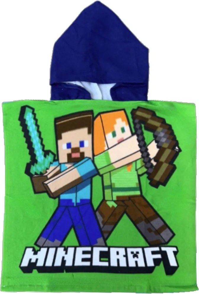 Detské plážové pončo z mikrovlákna Minecraft - Alex a Steve