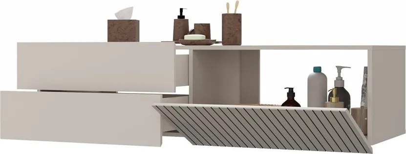 Závěsná skříňka pod umyvadlo s deskou Tigo 1D2S 140 cm kašmír