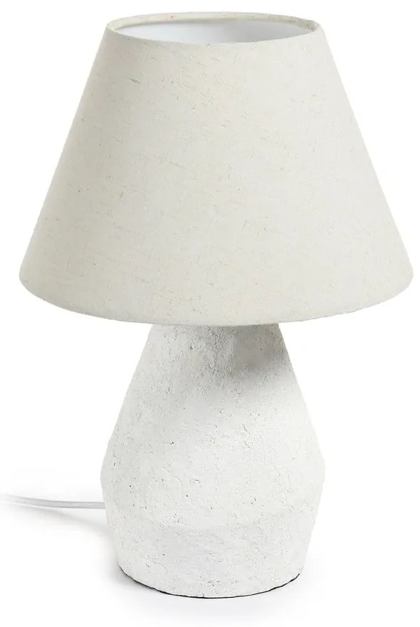 Biela stolová lampa s textilným tienidlom (výška 43 cm) Noara - Kave Home