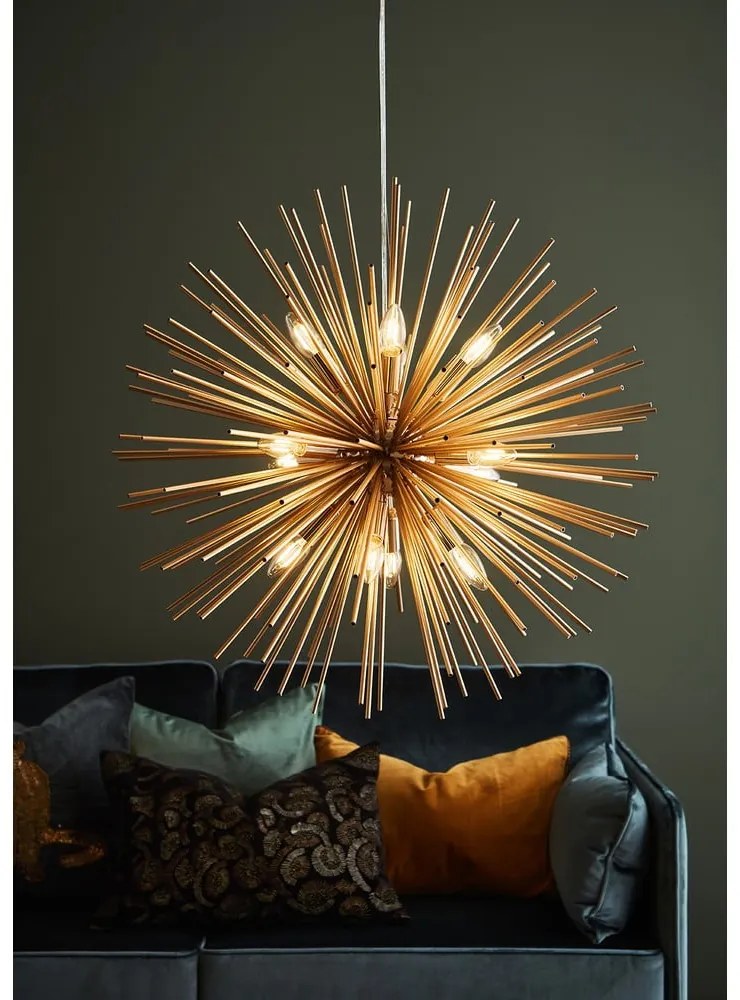 Závesné svietidlo v zlatej farbe s kovovým tienidlom 72x72 cm Soleil - Markslöjd