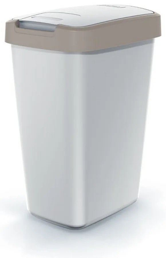 Odpadkový kôš s farebným vekom, 12 l, hnedá / sivá
