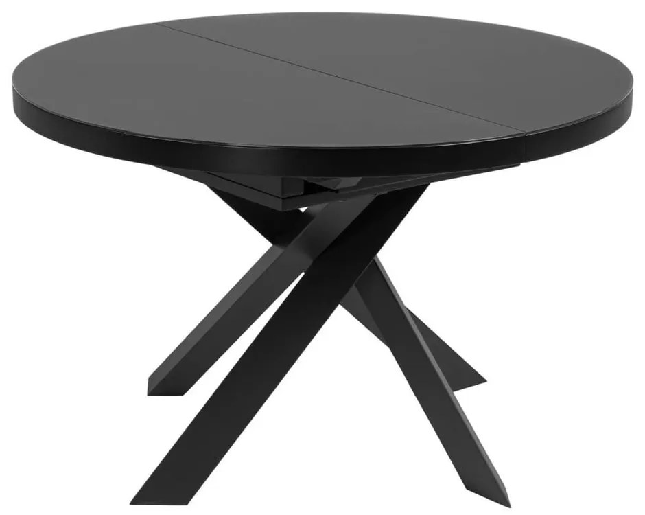Čierny okrúhly rozkladací jedálenský stôl so sklenenou doskou ø 160 cm Vashti – Kave Home