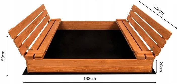SandTropic Pieskovisko drevené XXL 146x138 cm uzatvárateľné - impregnované