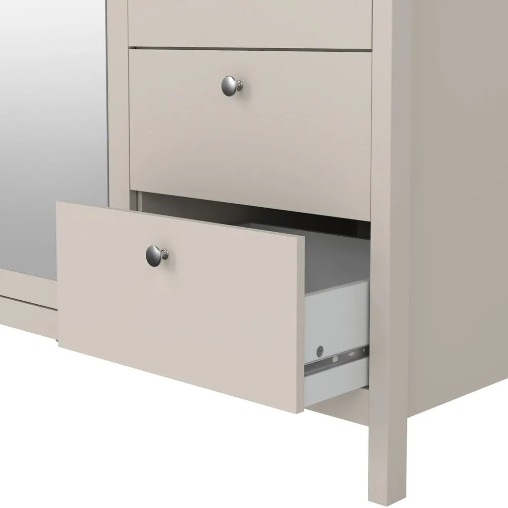 Sivobéžová šatníková skriňa so zrkadlom 150x199x58 cm Madrid – Tvilum