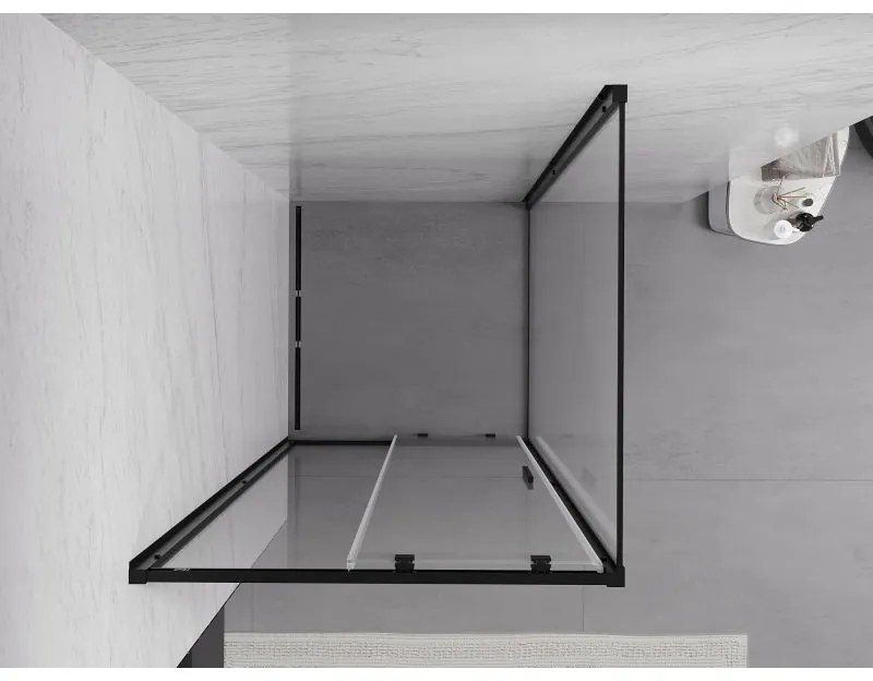 Mexen Exo, sprchovací kút s posuvnými dverami 95 x 95 cm, 6mm číre sklo, čierny profil, 8151-095-095-70-00