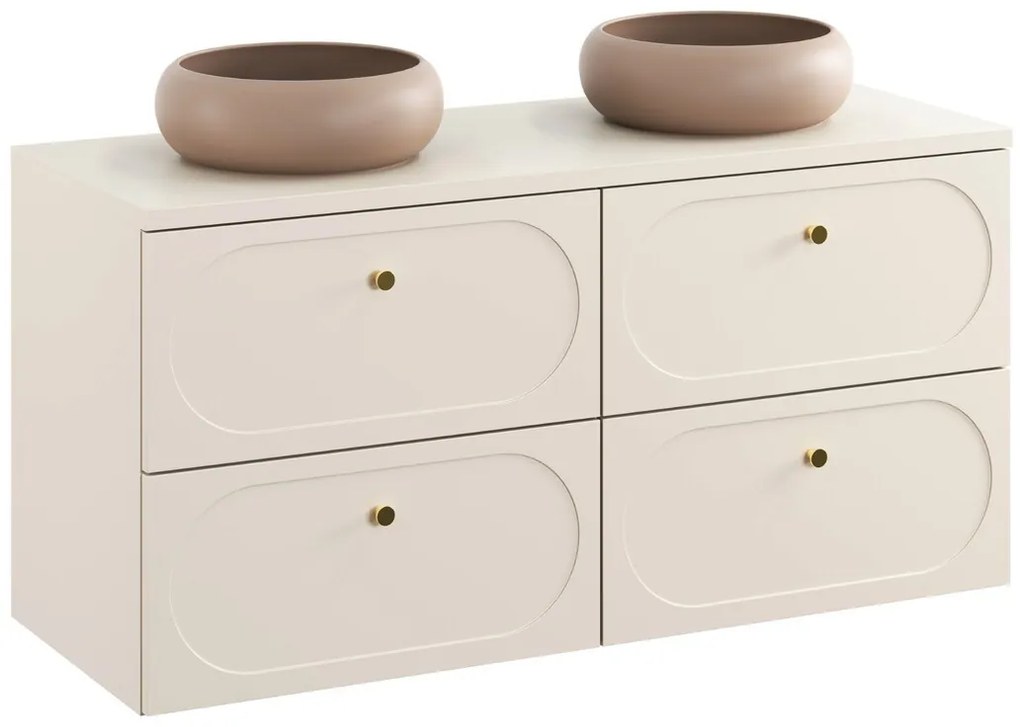 Závěsná skříňka Donna s umyvadly 120 cm písková