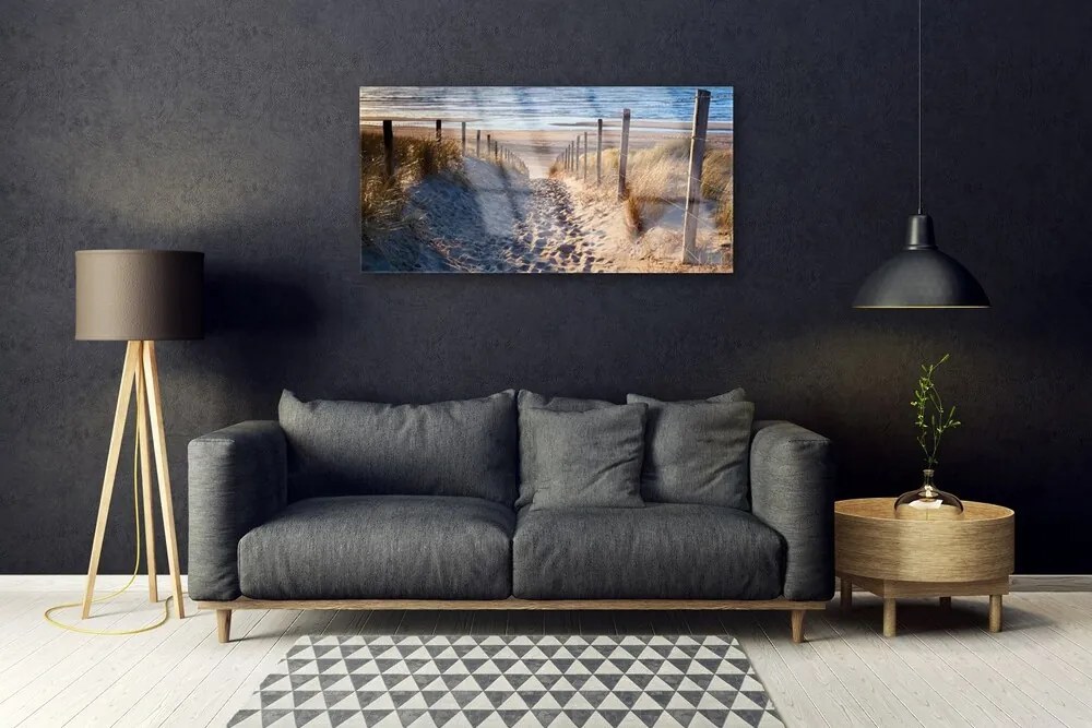 Obraz na skle Chodník more príroda 120x60 cm