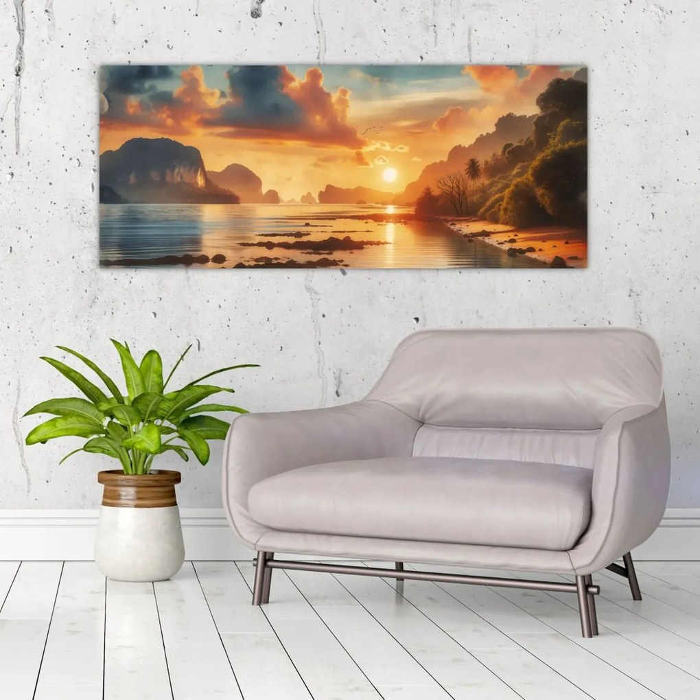 Obraz - Pohľad z pláže (120x50 cm)