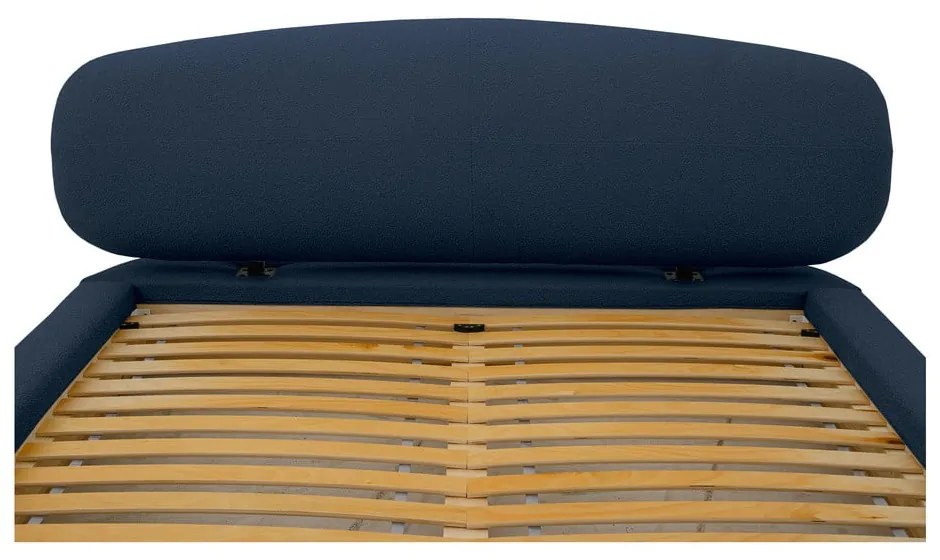 Tmavomodrá čalúnená dvojlôžková posteľ s roštom 180x200 cm Odette – Scandic