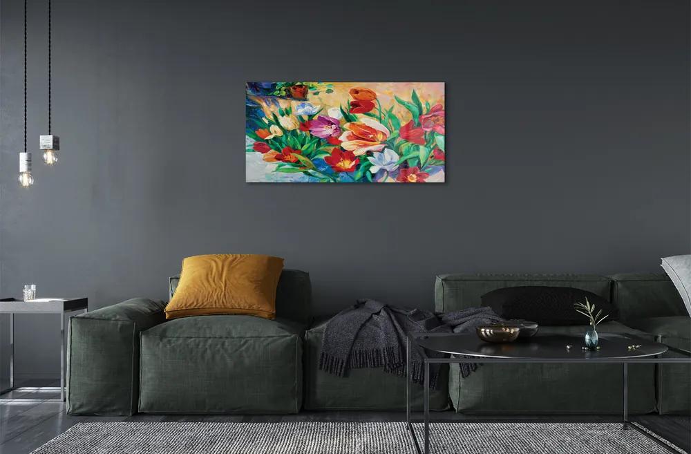Obraz na skle kvety 120x60 cm