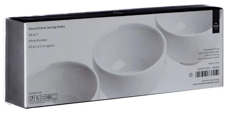 Biele porcelánové servírovacie misy v súprave 3 ks ø 8 cm Entree – Premier Housewares