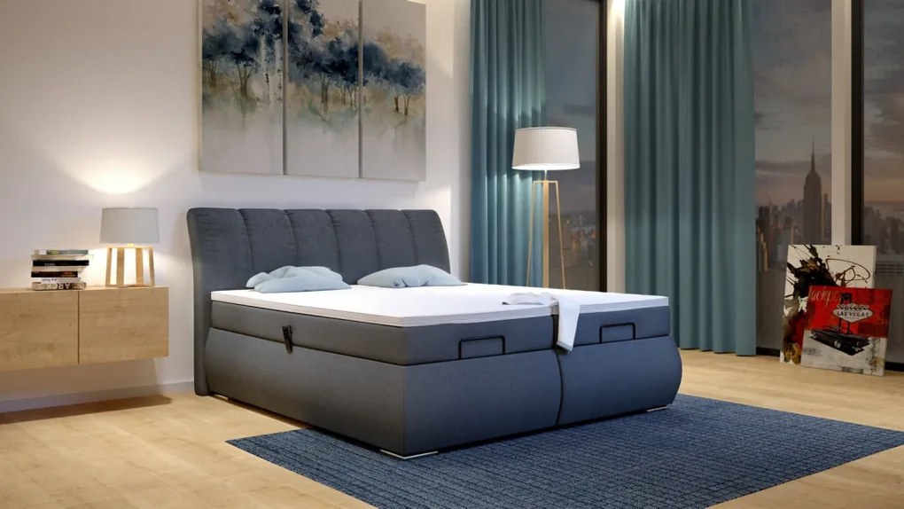Posteľ boxspring s polohovaním Meryl 180x200 cm, antracitová látka