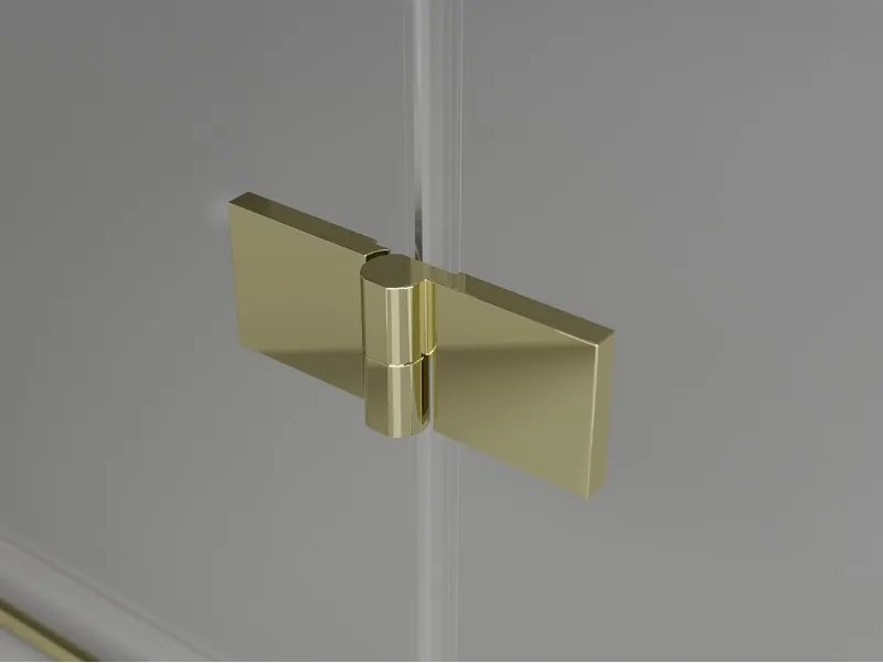 Mexen Mist-F T, 1-krídlový skladací sprchový kút ľavý 120 x 120 cm, číre sklo, zlatý lesklý profil, 8A6T-120-120-50-00-L