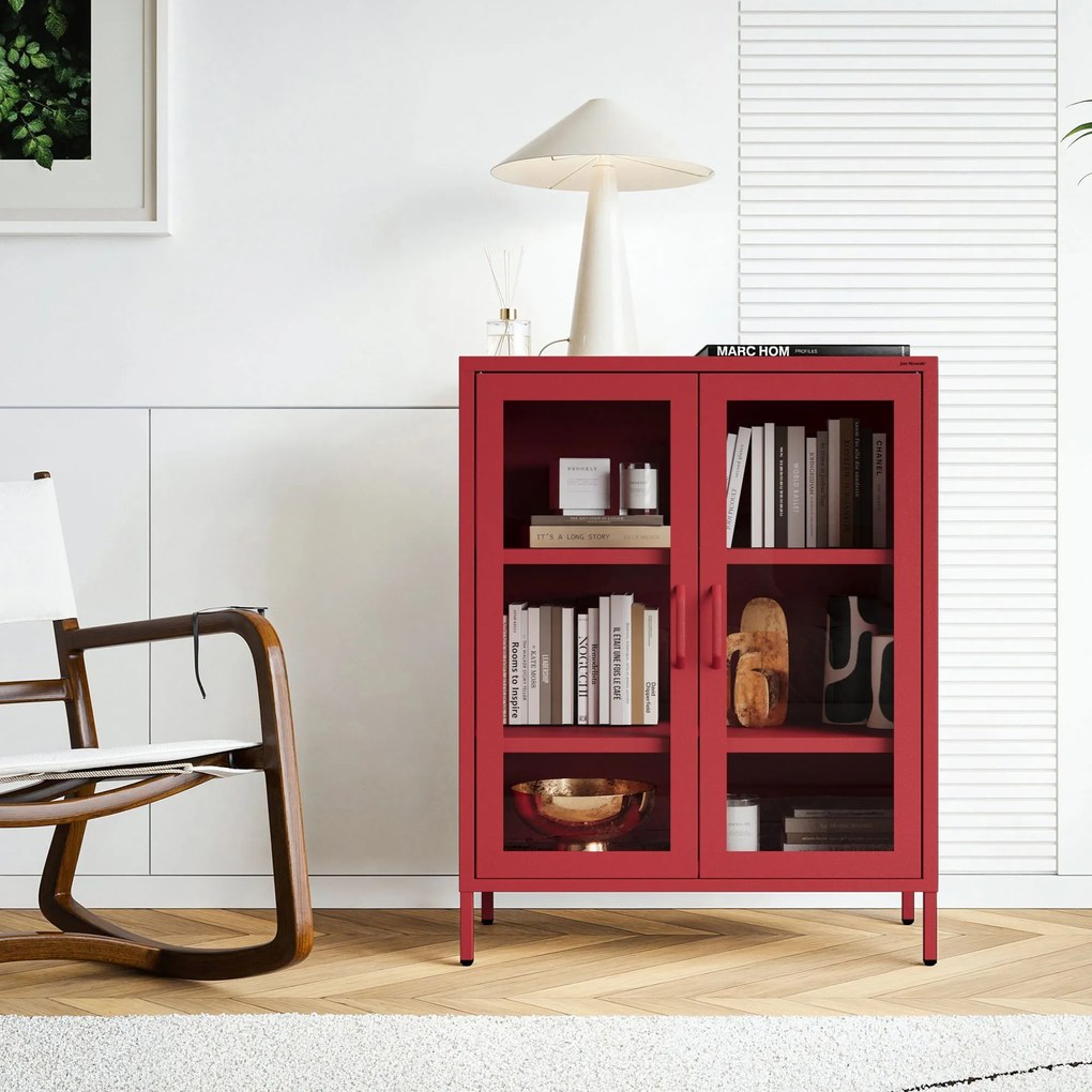 Vitrína GINA, 800 x 1015 x 400 mm, Modern: červená farba