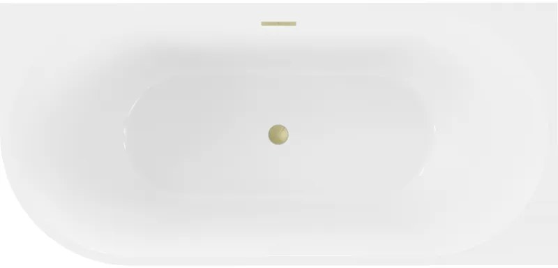 Mexen Mia, voľne stojaca rohová vaňa, pravá, 160 x 75 cm, biela-čierna, zlatý matný prepad, 52691607575P-55