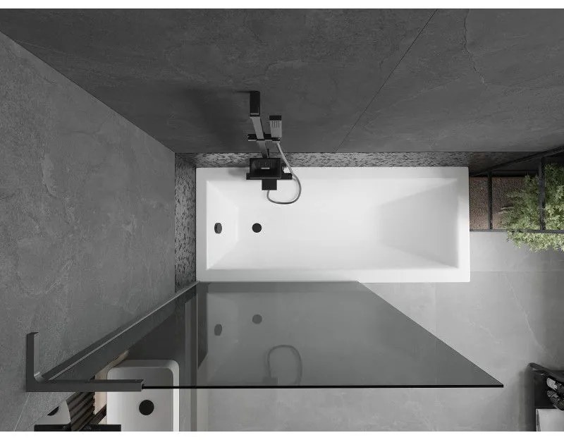 Mexen Next L, 1-krídlová vaňová zástena 100 x 150 cm, 6mm šedé sklo, grafitový profil, 895-100-000-03-40-95