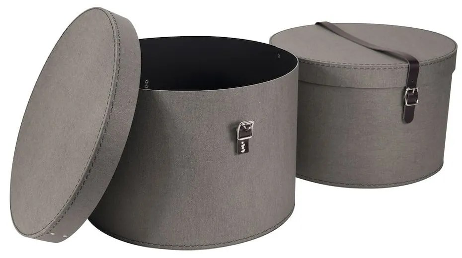 Sivé kartónové úložné boxy v súprave 2 ks s vekom ø 37,5x25,5 cm Rut Canvas Paper Laminate – Bigso