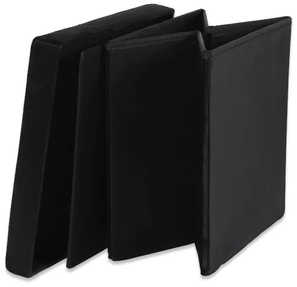 Skladacia taburetka L zamatová, čierna