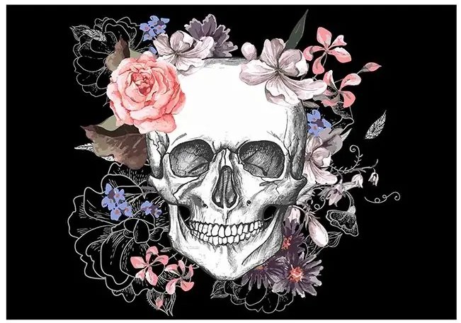 Fototapeta - Skull and Flowers Veľkosť: 245x175, Verzia: Samolepiaca