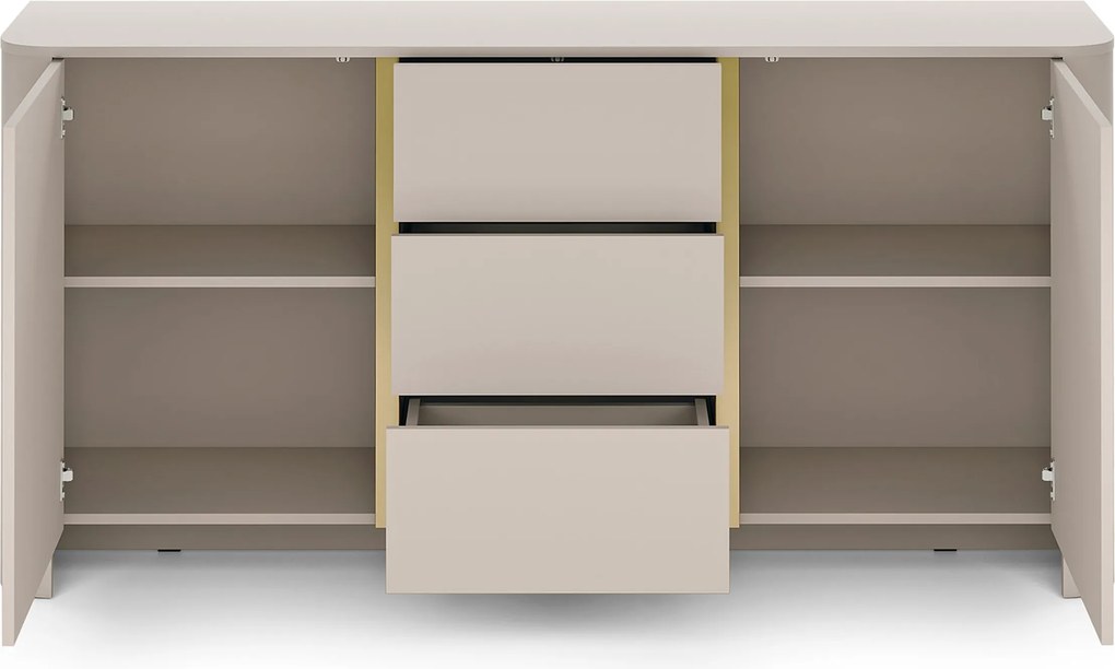 Komoda Sorrenti 168 cm - kašmírová / zlatá